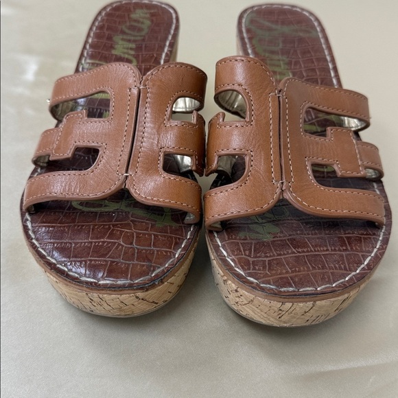Sam Edelman Regis Brown Leather Croc-Embossed Slide Sandals Women's 9.5 - Picture 4 of 8